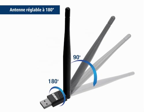EDISION Adaptateur WiFi USB EDI-Mega 2, WiFi dongle MTK7601, 150 Mbps, 2.4GHz, Antenne inclinable, Compatible avec Picco T265 Pro HD, Ping T2/C, Proton S2 Plus, Piccollino, Piccollo, Windows & Linux – vue 4
