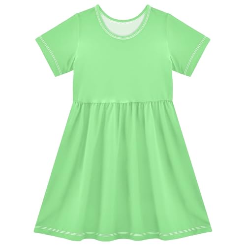 Light Green Girls Dress Short Sleeve Dress Girls' Summer Sundress 4T