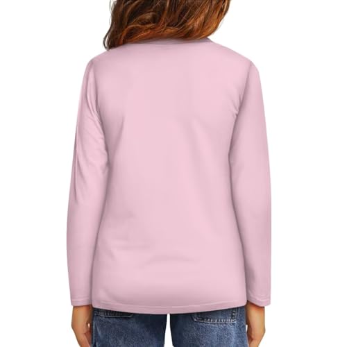 Image of Girls Long Sleeve Shirt with Cute Graphic Casual Pullover Tops 3-16Y