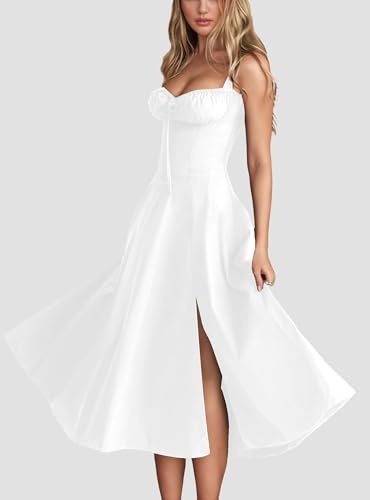 Image of Women's Spaghetti Strap Dress Floral Corset Gown Inspired Dresses Midi Evening Cocktail Party and Holidays Casual Sundress