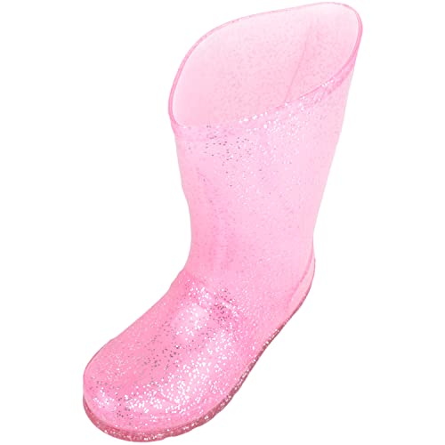 Childrens Kids Girls Easy Slip On Glitter Sparkle Waterproof Rain Snow Welly Wellington Boots - Pink - US Infant 11