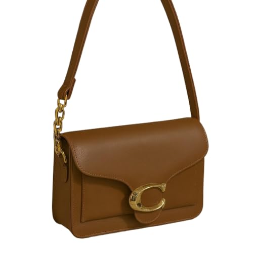 Bolsa Feminina de Ombro com Alça Longa e Ferragem Plástica Design Casual para Uso Diário(Caramelo)