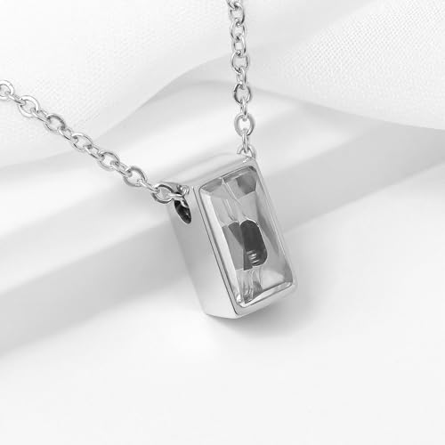 RIPFEVURN Cremation Jewelry Tiny Glass Cube Urn Necklaces for Ashes for Women Men Stainless Steel Small Urn Locket for Human Ashes Holder Memorial Keepsake Pendant4