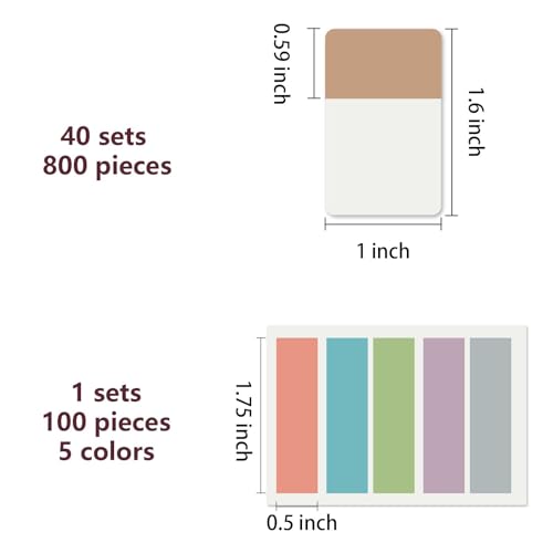 Image of ELII 900 PCS 1 Inch Book Tabs Sticky Index Tabs,Writable Repositionable | File Tabs Flags, Colored Page Markers, Labels for Reading Notes, Books and Classify Files, Smooth Writing,Transparent