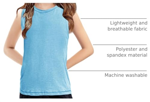 Image of Haloumoning Girls Tank Tops Kids Sleeveless Athletic Lightweight Cute Summer Top Dancewear 5-14 Years