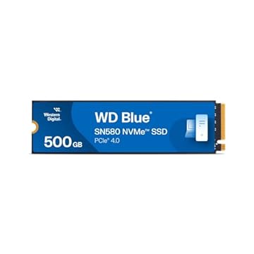 SSD WD Blue SN580 500GB NVMe M.2 2280 (Leitura 4000MB/s e Gravação 3600MB/s)