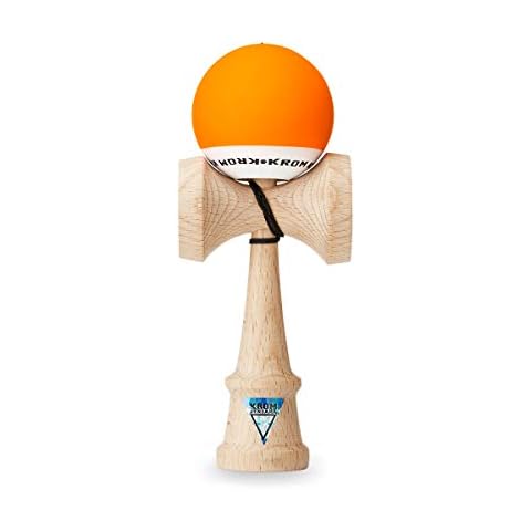 Original KROM Pro Kendama aus Holz für Anfänger und Fortgeschrittene - POP Orange - Geschicklichkeitsspiel für draußen und drinnen - Holzspielzeug mit Schnur und Ball - Kendama Skilltoy Kugelfangspiel Cover