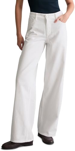 Marc OPolo Denim Damen Jeanshose Mid Waist Wide Fit Weiß (White Multi 04) W33/L32