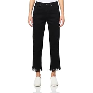 SLIM-SATION Women’s Five-Pocket Zip Front Slit Cut Fringe Hem Pant