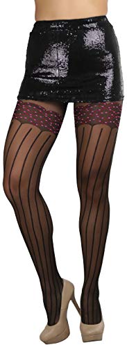 Image of ToBeInStyle Women's Faux Print Suspender Garter Sheers Pantyhose