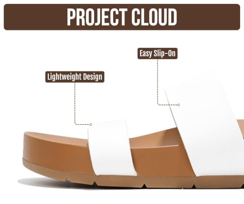 Image of Project Cloud Womens Two Strap Sandals & Non Slip Summer Slides (Hilltop) | Slides for Women Plush Soft Insole Casual Beach Footwear Vacation Outfits Travel Everyday Comfort Easy Wear Versatile Fashion