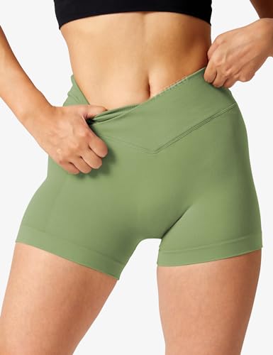 Image of YEOREO Scrunch Butt Workout Shorts Women 3.5 inch Seamless V Cross Waist Sport Gym Amplify Shorts