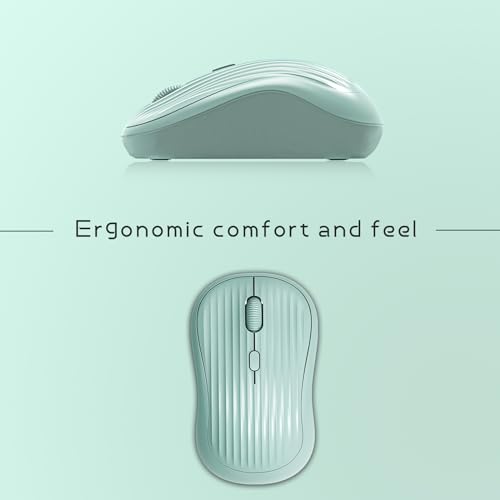 Image of ONE-UP Wireless Mouse, 2.4G + BT, Rechargeable Battery, 4-Key, DPI: 800 /1200 /1600, Silent, Type-C, USB Nano Receiver, Ergonomic, Portable, for Laptop, Chromebook, PC, Mac, Windows (Green)