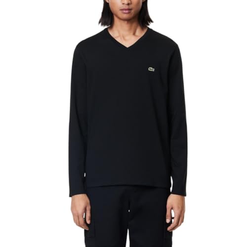 Lacoste Men's Long Sleeve Lightweight Cotton Pima V-Neck T-Shirt
