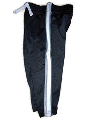 Jumping Beans Boys Girls Infant Toddler Microfiber Sweat Pants (6-9 Mos, Black with Gray Stripe)