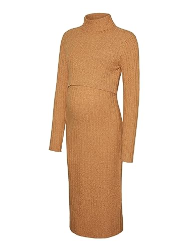 MAMA.LICIOUS Damen MLSUNIVA June L/S Knit MIDI Dress 2F Strickkleid, Golden Ochre/Detail:Melange, Large