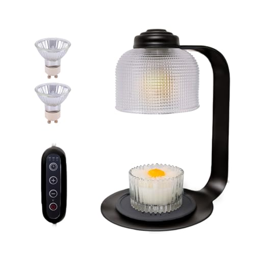 nearus Candle Warmer Lamp with Dual Bulbs - Compatible with Jar Candles, Modern Design, Dimmable, Top Melting for Scented Wax (ls025-black)