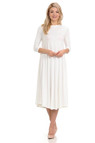 iconic luxe Women's A-Line Swing Trapeze Midi Dress Large Ivory