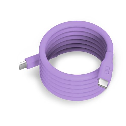 CIO 柔らかいスパイラルシリコンケーブル CtoC (Type-C/USB-C) 急速充電 磁石 マグネット吸着 充電ケーブル PD 240W データ転送 480Mbps 形状記憶 絡まりにくい iPhone 17 / 16 / 15 / Air/iPad/ノートパソコン Galaxy Google Pixel Android (アンドロイド) (エアリーパープル, 1m)