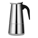 SHINEOFI Cafetera Eléctrica de Acero Inoxidable para Estufa Cafetera de 12 Tazas 600 Ml Portátil y Segura Válvula de Presión Utensilio Doméstico Adecuado para Café en Casa y Oficina