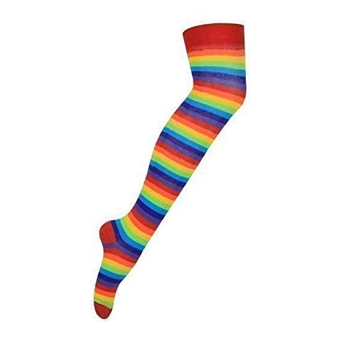 RIDDLED WITH STYLE Women Multi Colour Stripe Long Over Knee Cotton Ladies Plain and Printed Striped Bow multicolored Casual Over Knee Socks One size 3Pc and 6Pc Cover