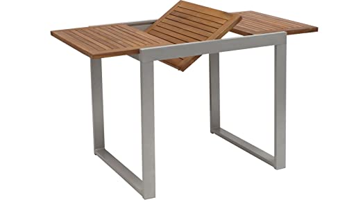 gartenmoebel-einkauf gartenmoebel-einkauf Balkon Ausziehtisch Naxos 80/120x70cm, Aluminium Silbergrau + Akazie braun geölt, witterungsbeständig gartenmoebel-einkauf gartenmoebel-einkauf Balkon Ausziehtisch Naxos 80/120x70cm, Aluminium Silbergrau + Akazie braun geölt, witterungsbeständig