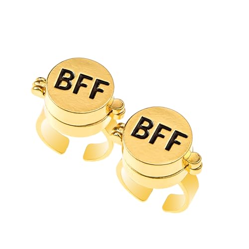 2Pcs Fourth generation SpongeBob SquarePants BFF Rings,upgraded to magnetic buckle and bettle Rotating bearings SpongeBob BFF Rings,for Best Friends Gold Cartoon Anime Aesthetic Rings Cute Rings