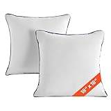 VEVOR 18 x 18 in Throw Pillow Inserts, Set of 2, Firm and Fluffy Decorative Down Alternative Pillows with Polyester Fiber, Square White Cushion with Zipper, for Indoor Bed Couch Sofa and Living Room