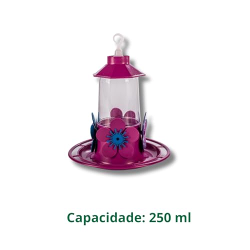 KIT 2 peças Bebedouro Beija Flor Cristal com Bandeja com telhado 250ml - Ideal para Jardins, Atrai P