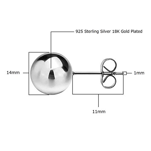 Savlano 925 Sterling Silver 18K Gold Plated Ball Stud Earrings For Women & Men4