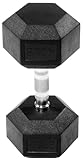 Fitvids Rubber Encased Hex Dumbbell in Pairs or Singles, Black