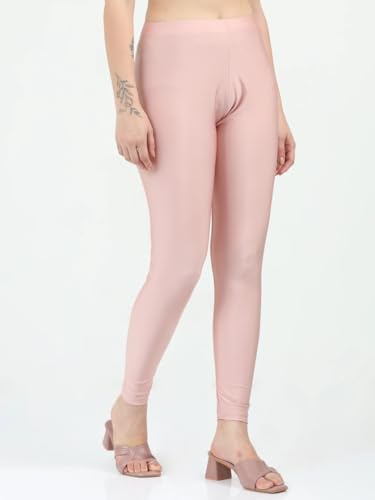 Image of Women's Nylon Shimmer Leggings | Ankle Length | Slim Fit | Stretchable Spandex Leggings | Shiny Finish | Casual Wear & Special Occasion