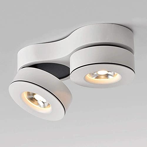 Foco LED montado en el techo, focos ajustables con luz doble, lámpara empotrada, accesorio de iluminación COB, luz blanca Compatible with bañador de pared,Candelabros