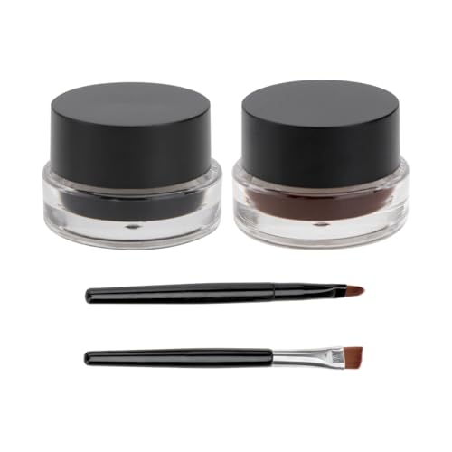 Frcolor 2 en 1 Gel Eyeliner Set belleza cosmética maquillaje delineadores de ojos Long wear Gel a prueba de agua marrón y negro con cepillo de cejas maquillaje