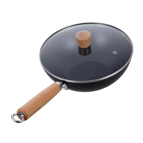 Sartén Wok de Hierro con Tapa y Mango de Madera