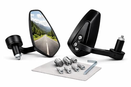 MIANDLO Retrovisores Moto Espejo Moto Homologado Espejo Retrovisores Moto Homologados Espejos Laterales Moto Retrovisores de Manillares para Motocicleta Universales Ajustable 1 Par