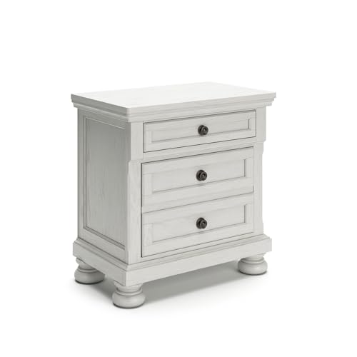 Image of Signature Design by Ashley Tall Antique White Nightstand Wood Bedside Table