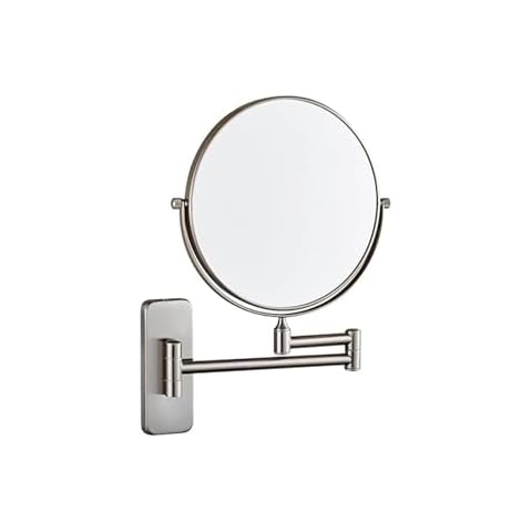 CBLdF Wall Mounted Double-Sided Mirror Makeup Mirror Bathroom Telescopic Mirror Beauty Mirror Magnifying Mirror,Brushed Nickel,7X Cover