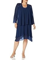 S.L. Chiffon-Mode für Damen-Jackenkleid – Blau, 20 W