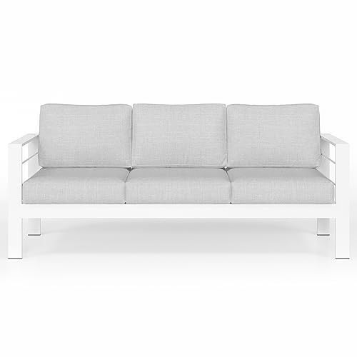 Solaste Outdoor Couch Aluminum Patio Furniture Sofa, 3-Seat All-Weather Metal Outdoor Patio Furniture with Cushions,Light Grey