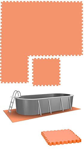 EYEPOWER 8 Tappetini Grandi: 1,9m² Base per Piscine Fuori Terra - 50 x 50 cm Tappeto Puzzle Piscina - Piano per Piscina Fuori Terra - Pavimento per sotto Piscina - Pool Piastrelle Piscina Esterno