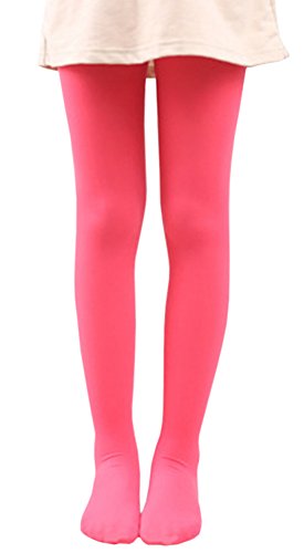 X&F Girls' Solid Stretch Opaque Footed Tights Spring Basic Dance Leggings