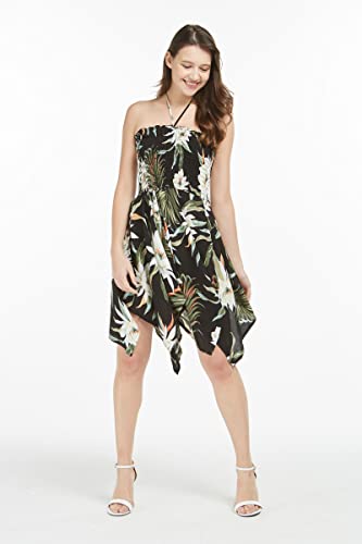 Image of Family Matching Hawaiian Clothes, Wispy Cereus Black | Lightweight 100% rayon • Family matching outfits • Tropical floral print • Beach vacations • Luaus • Cruises • Family photos