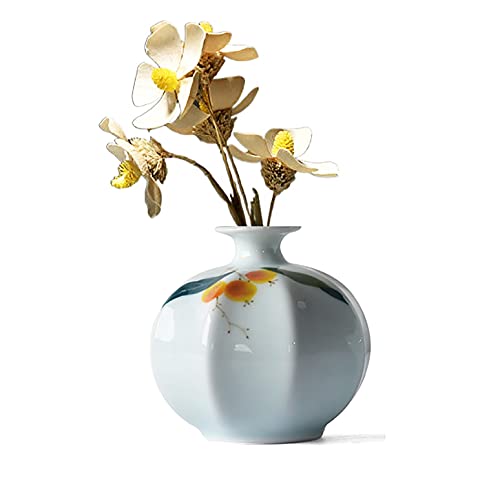 Minimaliste Petit Vase En Céramique,Main-peint Vase Décoratif Blanc Vase à Fleurs Rondes Bud Vases,Mignon Vase Fleur Pour La Maison Dessus De Table Commode Décor-Blanc 8.2x7.5x7.5cm(3.2x3x3inch) Cover