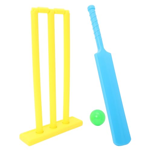 OFFSCH Juego de Cricket para Unisex, Set Portátil de Bate y Balones de Plástico Resistente para Actividades al Aire Libre y Juegos Interactivos Familiares Color Aleatorio