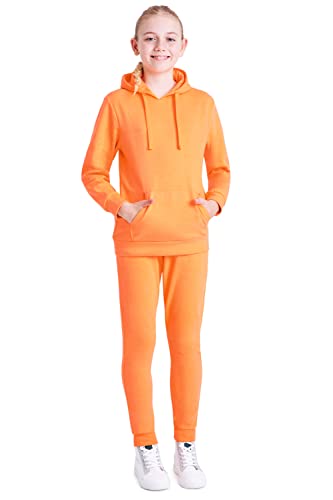 CityComfort Jogging Fille - Ensemble de Survêtement Fille - Sweat Capuche et Pantalon Jogging - Vêtements Mode 5-15 Ans (Orange, 11-12 ans)