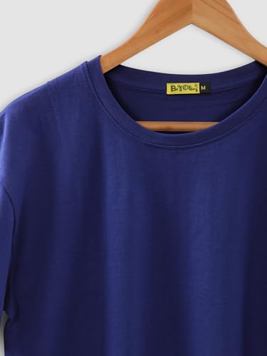 Image of BEYOUNG Cotton Regular Fit Plain T-Shirt for Men | Flexible Round Neck | Casual T-Shirt | Solid T-Shirt | Half-Sleeves | Stylish T-Shirt
