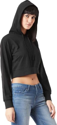 Image of Girls and Womens Long Sleeve Casual Solid Crop Top Hoodies (Foe Summer and Winterwear Both)