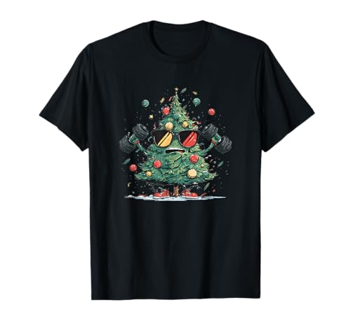 Xmas Hantel Weihnachtsbaum mit lustiger Sonnenbrille T-Shirt