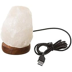 Lamparas De Sal Bahia Blanca H HANSEL HOME Lámpara de Sal del Himalaya Usb Led Cambia de Color Continuo Totalmente Natural - Clásico Blanco